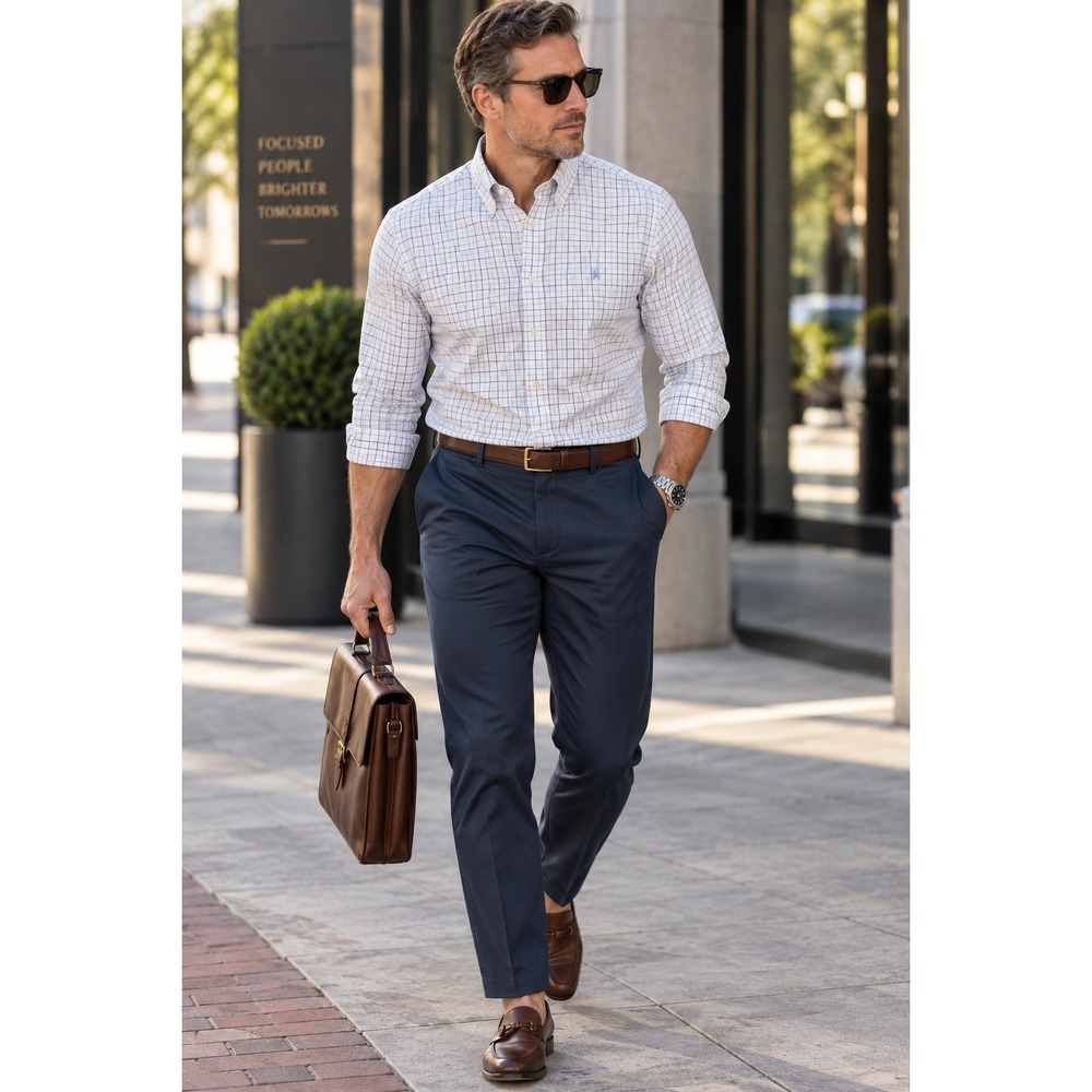 Brooks Brothers Non-Iron Regent Classic Shirt Check Windowpane Size Medium